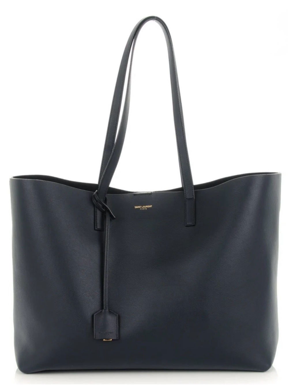 Saint Laurent YSL East West Shopping Tote Deep Marine Leather Full Set